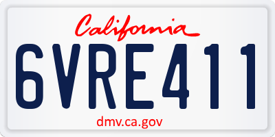 CA license plate 6VRE411
