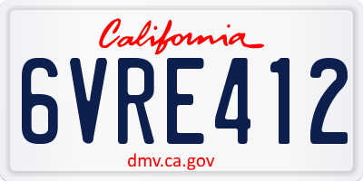 CA license plate 6VRE412