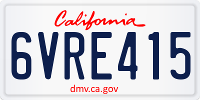 CA license plate 6VRE415