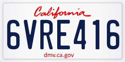 CA license plate 6VRE416