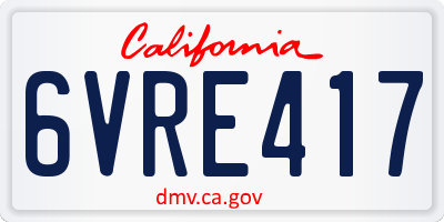 CA license plate 6VRE417