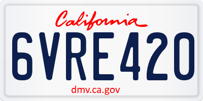 CA license plate 6VRE420