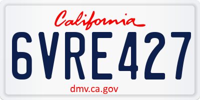 CA license plate 6VRE427