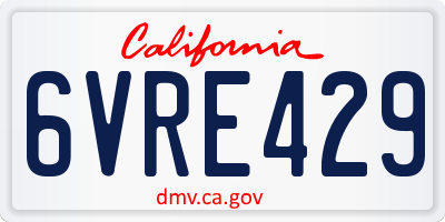 CA license plate 6VRE429