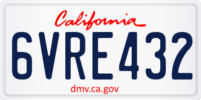 CA license plate 6VRE432