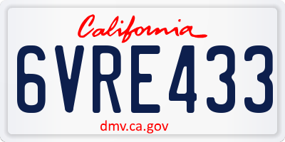 CA license plate 6VRE433