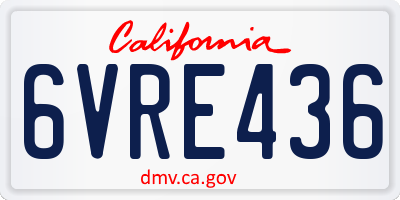 CA license plate 6VRE436
