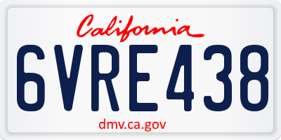 CA license plate 6VRE438