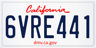 CA license plate 6VRE441