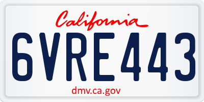 CA license plate 6VRE443