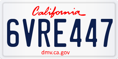 CA license plate 6VRE447