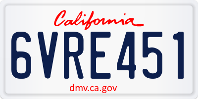 CA license plate 6VRE451