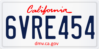 CA license plate 6VRE454
