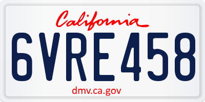 CA license plate 6VRE458