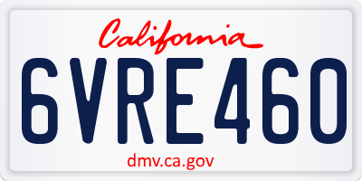 CA license plate 6VRE460