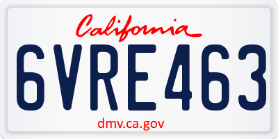 CA license plate 6VRE463