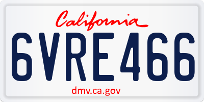 CA license plate 6VRE466