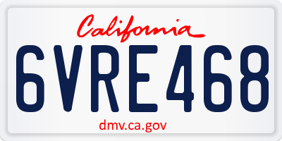 CA license plate 6VRE468