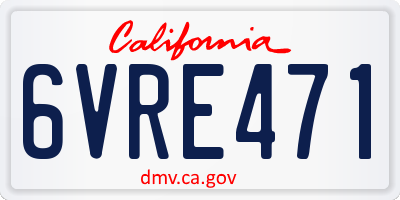 CA license plate 6VRE471
