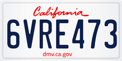 CA license plate 6VRE473