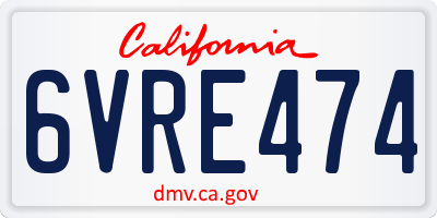 CA license plate 6VRE474