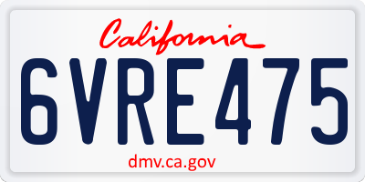 CA license plate 6VRE475
