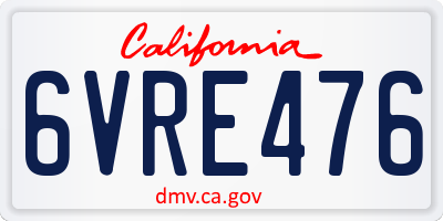 CA license plate 6VRE476