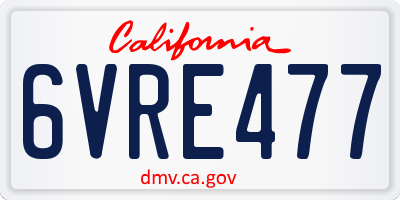 CA license plate 6VRE477
