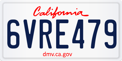 CA license plate 6VRE479
