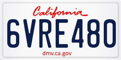 CA license plate 6VRE480