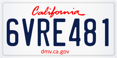 CA license plate 6VRE481