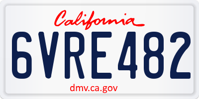 CA license plate 6VRE482