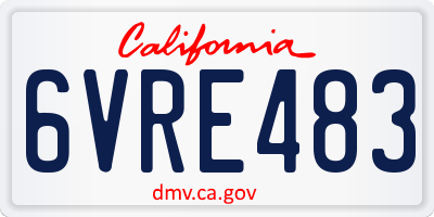 CA license plate 6VRE483