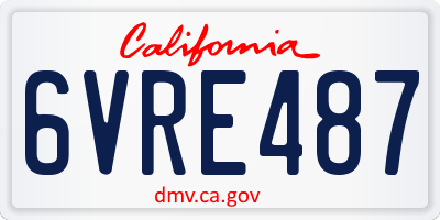 CA license plate 6VRE487