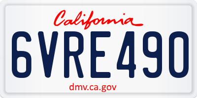 CA license plate 6VRE490
