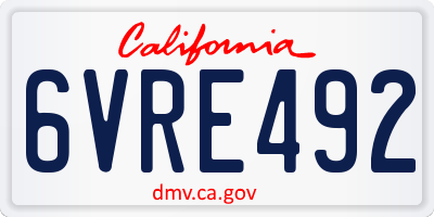 CA license plate 6VRE492