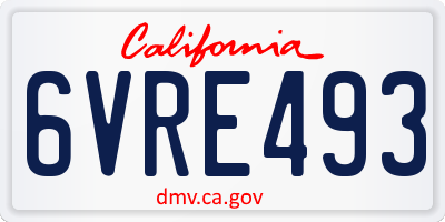 CA license plate 6VRE493