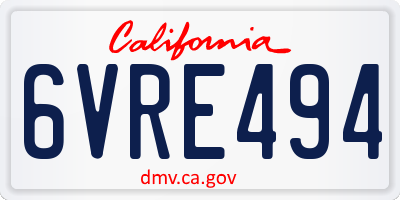 CA license plate 6VRE494