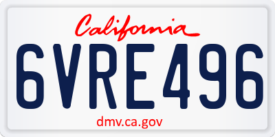 CA license plate 6VRE496
