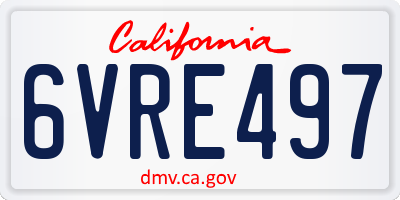CA license plate 6VRE497