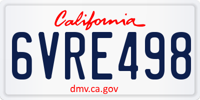 CA license plate 6VRE498