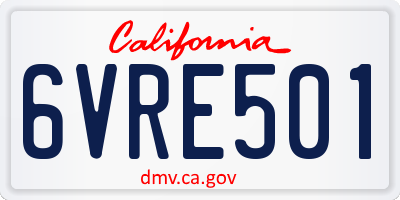CA license plate 6VRE501