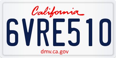 CA license plate 6VRE510