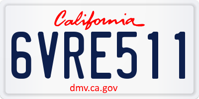 CA license plate 6VRE511