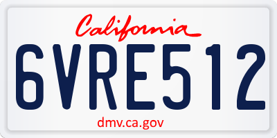 CA license plate 6VRE512