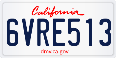 CA license plate 6VRE513