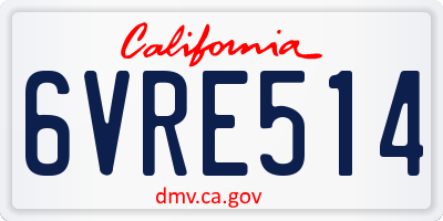 CA license plate 6VRE514