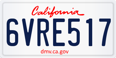 CA license plate 6VRE517