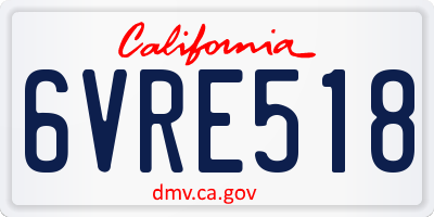 CA license plate 6VRE518