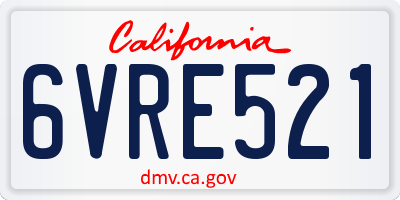 CA license plate 6VRE521